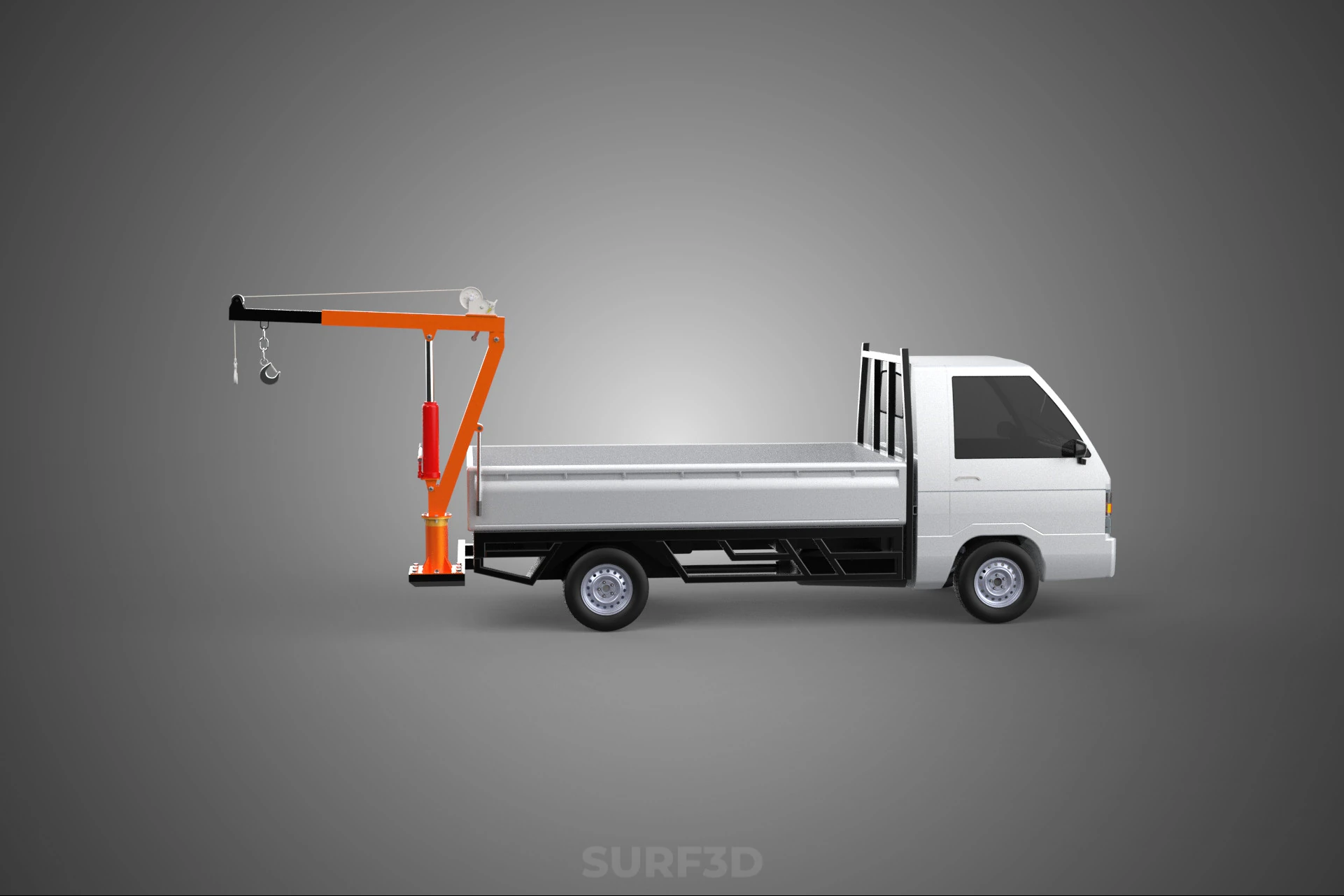FOLDABLE MOUNTED BED CRANE HOIST LIFTING HAND WINCH PICKUP TRUCK 3D Model .c4d .max .obj .3ds .fbx .stl .blend