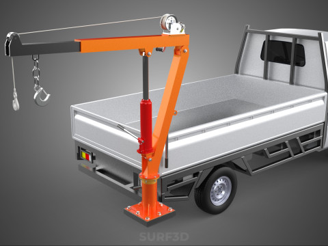 FOLDABLE MOUNTED BED CRANE HOIST LIFTING HAND WINCH PICKUP TRUCK Modello 3D