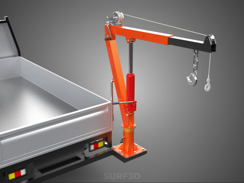 FOLDABLE MOUNTED BED CRANE HOIST LIFTING HAND WINCH PICKUP TRUCK Modello 3D