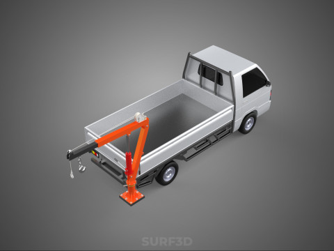 FOLDABLE MOUNTED BED CRANE HOIST LIFTING HAND WINCH PICKUP TRUCK Modello 3D