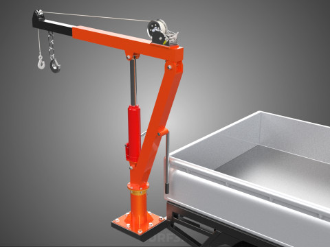 FOLDABLE MOUNTED BED CRANE HOIST LIFTING HAND WINCH PICKUP TRUCK Modello 3D