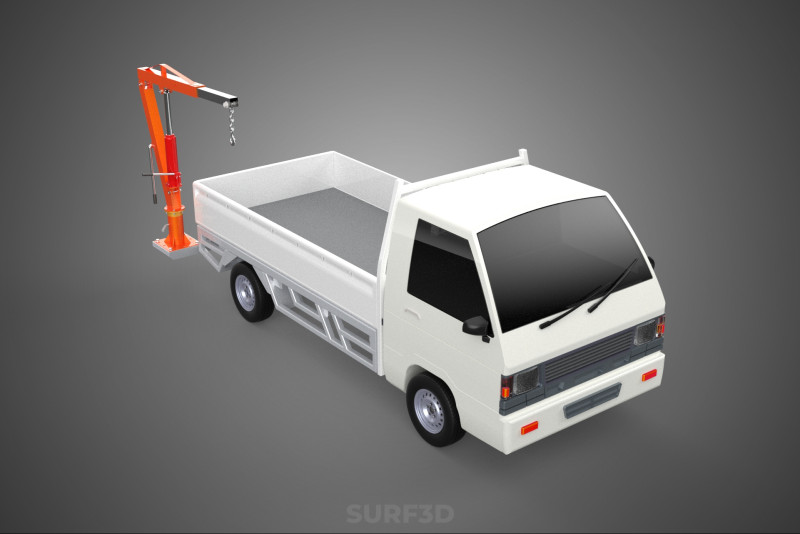 ATTACHED MANUAL HYDRAULIC JACK LIFT HOIST JIB CRANE PICKUP TRUCK 3D Model .c4d .max .obj .3ds .fbx .stl .blend
