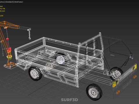 CRIC HYDRAULIQUE MANUEL ATTACHÉ PALAN À FLÈCHE GRUE PICK-UP Modèle 3D