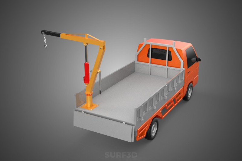 TAILGATE REAR GATE HYDRAULIC JACK LIFT HOIST CRANE PICKUP TRUCK Model 3D .c4d .max .obj .3ds .fbx .stl .blend