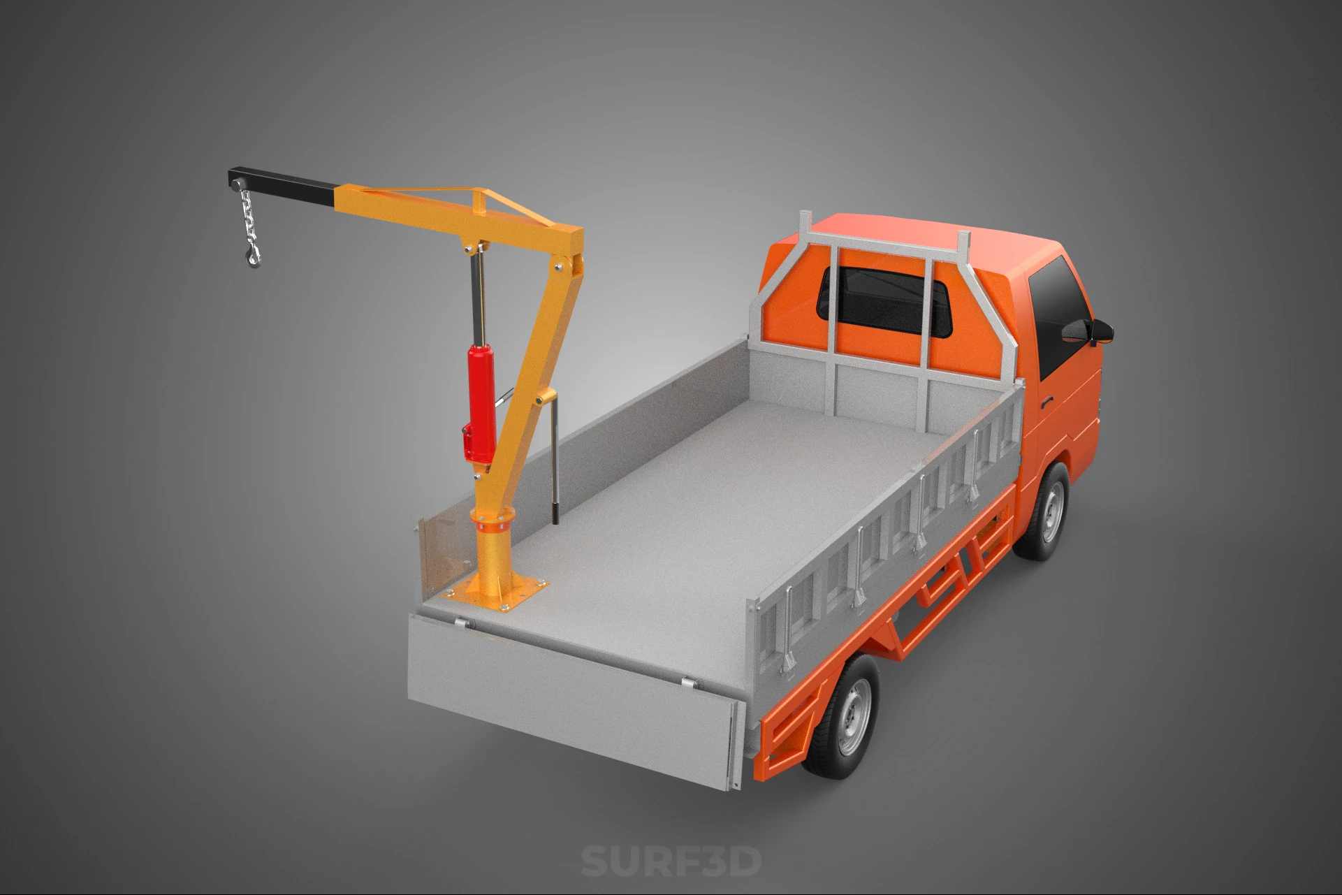 TAILGATE REAR GATE HYDRAULIC JACK LIFT HOIST CRANE PICKUP TRUCK 3D Model .c4d .max .obj .3ds .fbx .stl .blend 