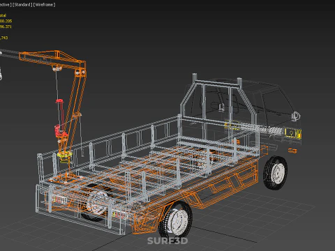 TAILGATE REAR GATE HYDRAULIC JACK LIFT HOIST CRANE PICKUP TRUCK 3D Model