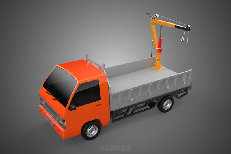 REAR GATE TAILGATE FOLDING CRANE HAND CRANK WINCH TRUCK PICKUP 3D 模型 .c4d .max .obj .3ds .fbx .stl .blend