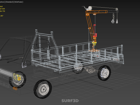 REAR GATE TAILGATE FOLDING CRANE HAND CRANK WINCH TRUCK PICKUP 3D 模型