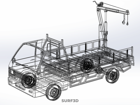 REAR GATE TAILGATE FOLDING CRANE HAND CRANK WINCH TRUCK PICKUP 3D 模型