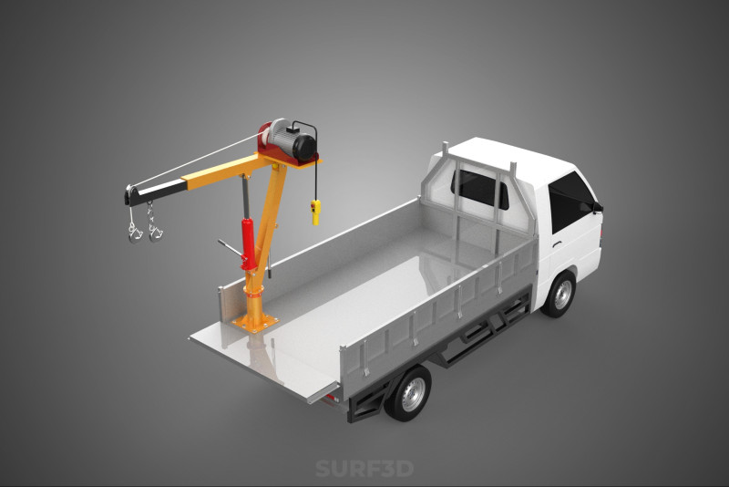 FOLDING TAILGATE BED CRANE HOIST ELECTRIC WINCH PICKUP TRUCK CAR 3D 模型 .c4d .max .obj .3ds .fbx .stl .blend
