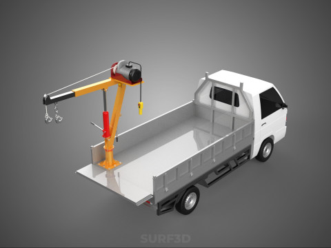 FOLDING TAILGATE BED CRANE HOIST ELECTRIC WINCH PICKUP TRUCK CAR Modello 3D
