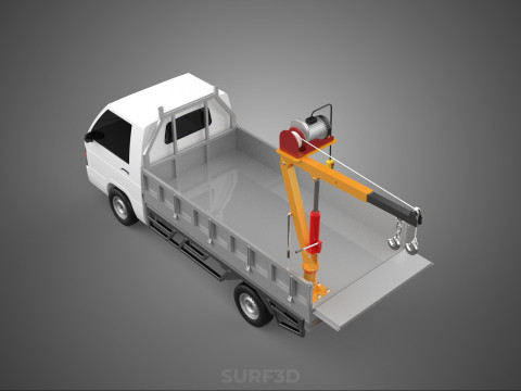 FOLDING TAILGATE BED CRANE HOIST ELECTRIC WINCH PICKUP TRUCK CAR 3D 模型