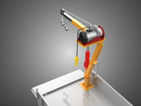 FOLDING TAILGATE BED CRANE HOIST ELECTRIC WINCH PICKUP TRUCK CAR 3D 模型