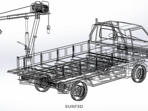 FOLDING TAILGATE BED CRANE HOIST ELECTRIC WINCH PICKUP TRUCK CAR 3D 模型