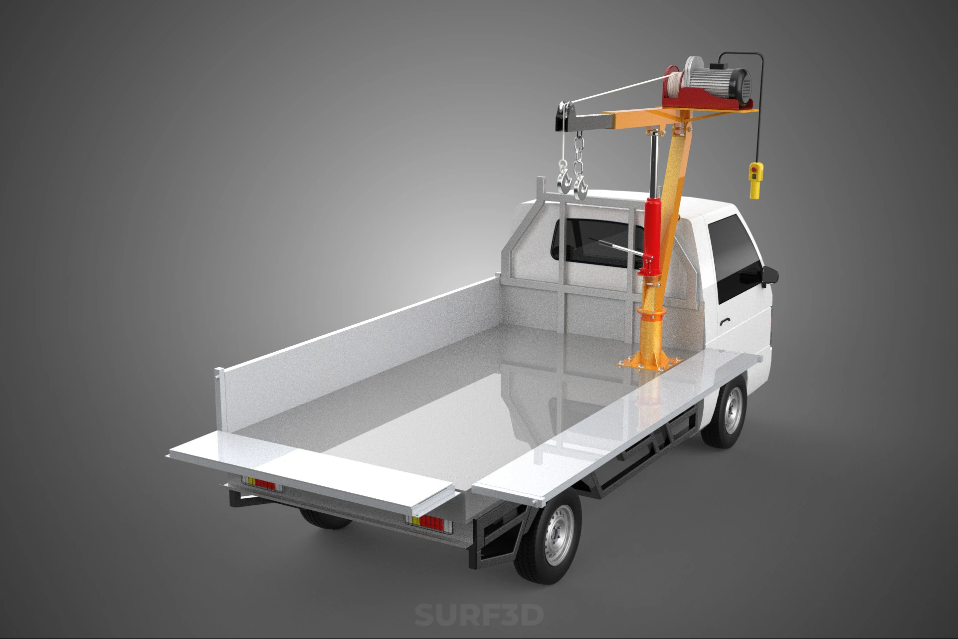 DROP SIDE CRANE HOIST ELECTRIC WINCH LOAD BED GATE PICKUP TRUCK 3D Model .c4d .max .obj .3ds .fbx .stl .blend