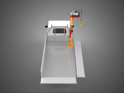 DROP SIDE CRANE HOIST ELECTRIC WINCH LOAD BED GATE PICKUP TRUCK Modello 3D
