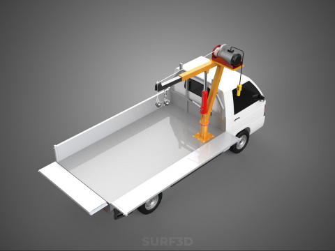 DROP SIDE CRANE HOIST ELECTRIC WINCH LOAD BED GATE PICKUP TRUCK Modello 3D