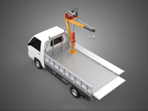 DROP SIDE CRANE HOIST ELECTRIC WINCH LOAD BED GATE PICKUP TRUCK Modello 3D