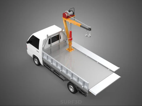 DROP SIDE CRANE HOIST ELECTRIC WINCH LOAD BED GATE PICKUP TRUCK 3D Model