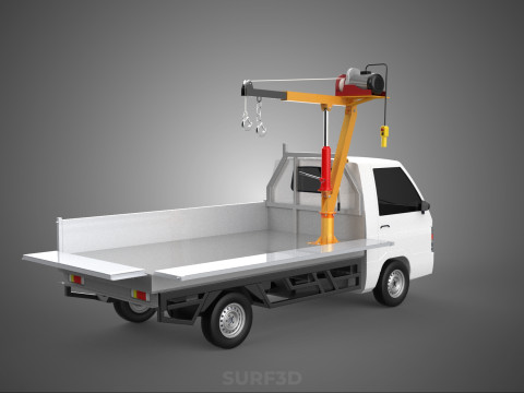 DROP SIDE CRANE HOIST ELECTRIC WINCH LOAD BED GATE PICKUP TRUCK Modello 3D