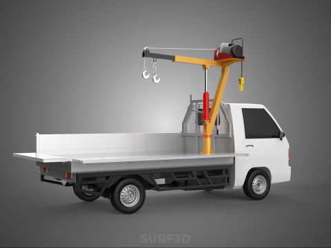 DROP SIDE CRANE HOIST ELECTRIC WINCH LOAD BED GATE PICKUP TRUCK Modello 3D