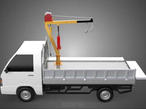 DROP SIDE CRANE HOIST ELECTRIC WINCH LOAD BED GATE PICKUP TRUCK Modello 3D