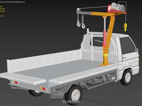 DROP SIDE CRANE HOIST ELECTRIC WINCH LOAD BED GATE PICKUP TRUCK Modello 3D