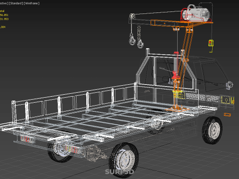 DROP SIDE CRANE HOIST ELECTRIC WINCH LOAD BED GATE PICKUP TRUCK Modello 3D
