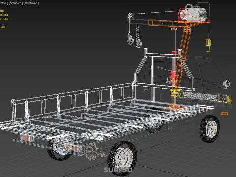 DROP SIDE CRANE HOIST ELECTRIC WINCH LOAD BED GATE PICKUP TRUCK 3D Model