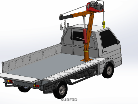 DROP SIDE CRANE HOIST ELECTRIC WINCH LOAD BED GATE PICKUP TRUCK Modello 3D