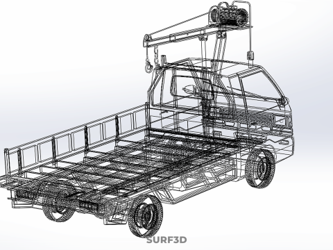 DROP SIDE CRANE HOIST ELECTRIC WINCH LOAD BED GATE PICKUP TRUCK Modello 3D
