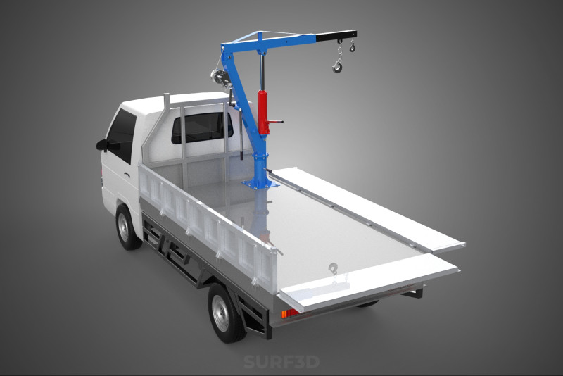 DROPSIDE FOLDING JIB CRANE HOIST HAND CRANK WINCH TRUCK PICKUP Model 3D .c4d .max .obj .3ds .fbx .stl .blend