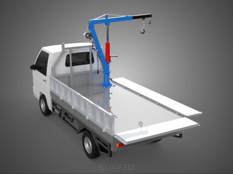 DROPSIDE FOLDING JIB CRANE HOIST HAND CRANK WINCH TRUCK PICKUP 3D Modell