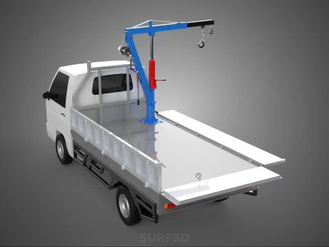 ड्रॉपसाइड फोल्डिंग जिब क्रेन होइस्ट हैंड क्रैंक विंच ट्रक पिकअप 3D मॉडल