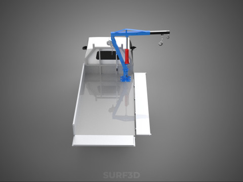 DROPSIDE FOLDING JIB CRANE HOIST HAND CRANK WINCH TRUCK PICKUP Model 3D