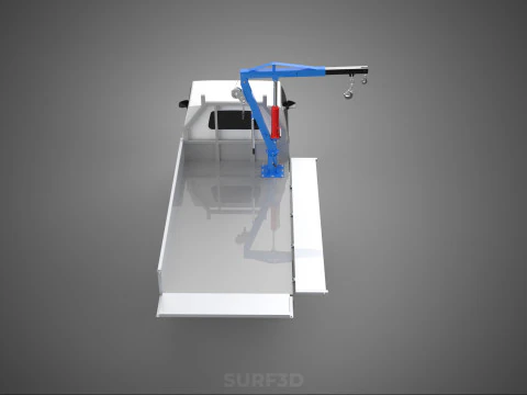 DROPSIDE FOLDING JIB CRANE HOIST HAND CRANK WINCH TRUCK PICKUP 3D Model