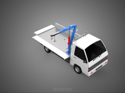 DROPSIDE FOLDING JIB CRANE HOIST HAND CRANK WINCH TRUCK PICKUP Model 3D