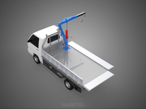 DROPSIDE FOLDING JIB CRANE HOIST HAND CRANK WINCH TRUCK PICKUP Model 3D