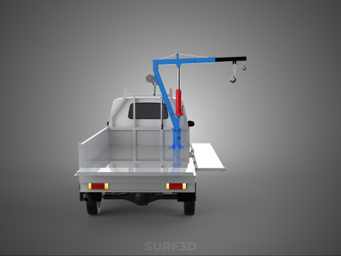 DROPSIDE FOLDING JIB CRANE HOIST HAND CRANK WINCH TRUCK PICKUP Model 3D