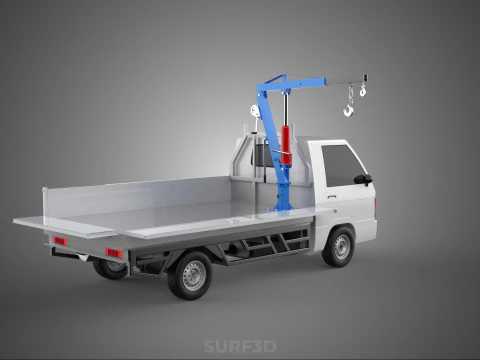 DROPSIDE FOLDING JIB CRANE HOIST HAND CRANK WINCH TRUCK PICKUP 3D Model