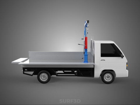 DROPSIDE FOLDING JIB CRANE HOIST HAND CRANK WINCH TRUCK PICKUP Model 3D