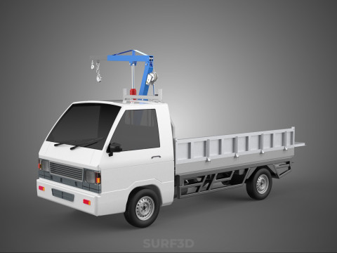 DROPSIDE FOLDING JIB CRANE HOIST HAND CRANK WINCH TRUCK PICKUP Model 3D