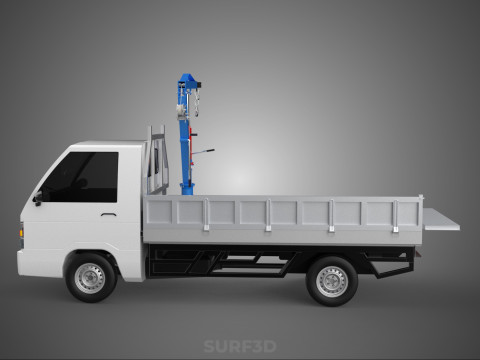 DROPSIDE FOLDING JIB CRANE HOIST HAND CRANK WINCH TRUCK PICKUP Model 3D
