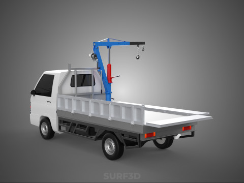 DROPSIDE FOLDING JIB CRANE HOIST HAND CRANK WINCH TRUCK PICKUP Model 3D