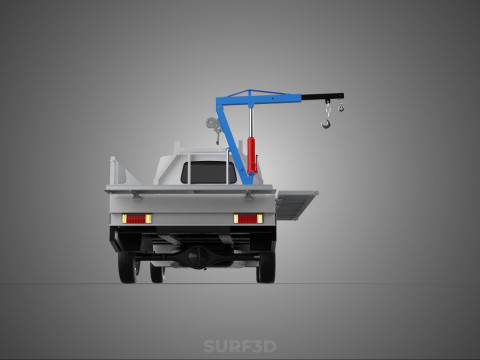 DROPSIDE FOLDING JIB CRANE HOIST HAND CRANK WINCH TRUCK PICKUP Model 3D