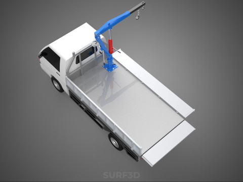DROPSIDE FOLDING JIB CRANE HOIST HAND CRANK WINCH TRUCK PICKUP Model 3D