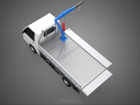 DROPSIDE FOLDING JIB CRANE HOIST HAND CRANK WINCH TRUCK PICKUP 3D Model