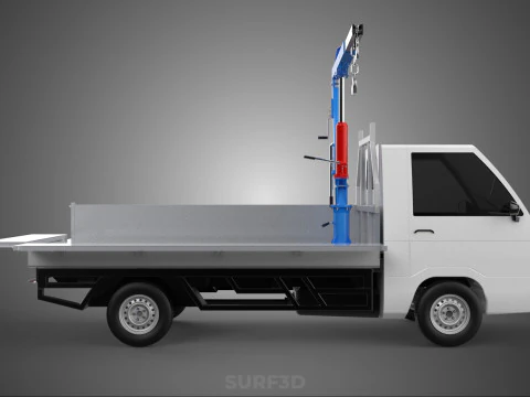 DROPSIDE FOLDING JIB CRANE HOIST HAND CRANK WINCH TRUCK PICKUP 3D Model