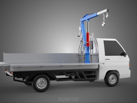 DROPSIDE FOLDING JIB CRANE HOIST HAND CRANK WINCH TRUCK PICKUP Model 3D