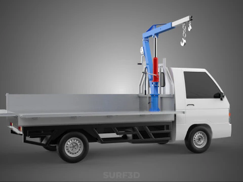 DROPSIDE FOLDING JIB CRANE HOIST HAND CRANK WINCH TRUCK PICKUP 3D Model